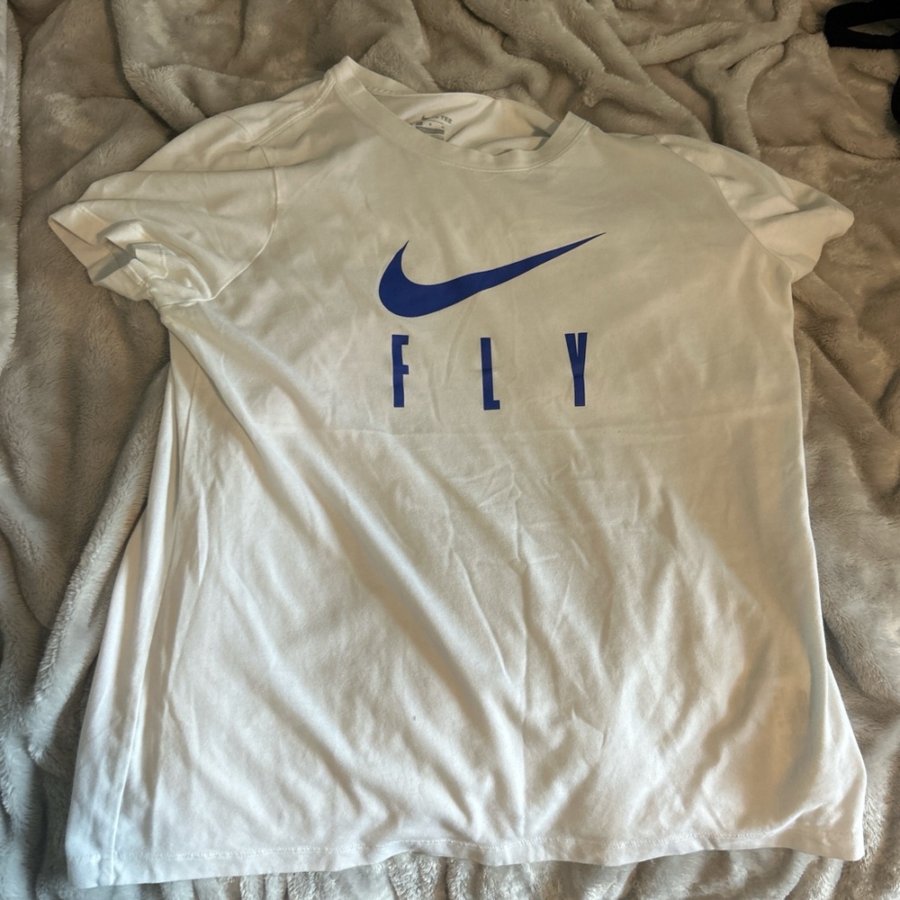 Nike Men's White Tee with Blue Fly Graphic